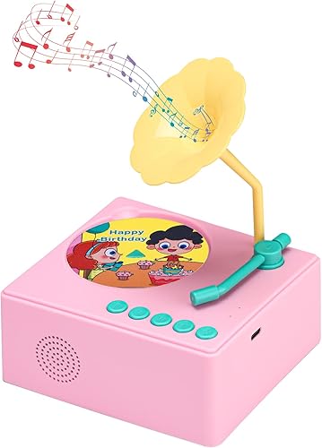 YLL Juguetes musicales para niños, regalo de fonógrafo, juego de tocadiscos clásico con 48 tarjetas de audio, experiencia auditiva sin pantalla para