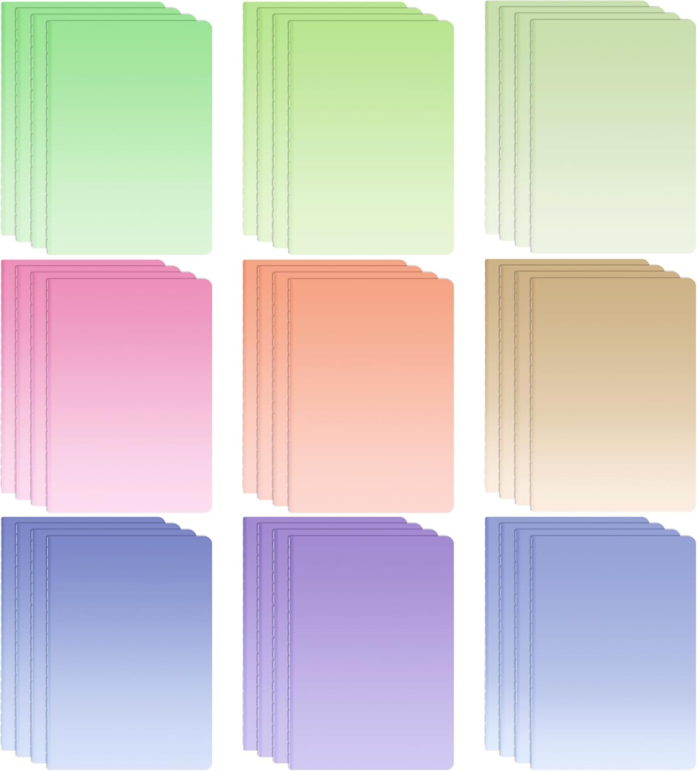 miikoul 36 Pack A5 Colorful Lined Notebook Bulk, Journals for Travelers 8''x5.6''college Ruled Composition Notebook, Writing Journal for School Office Business, 60 Pages/30 Sheets, 9 Color