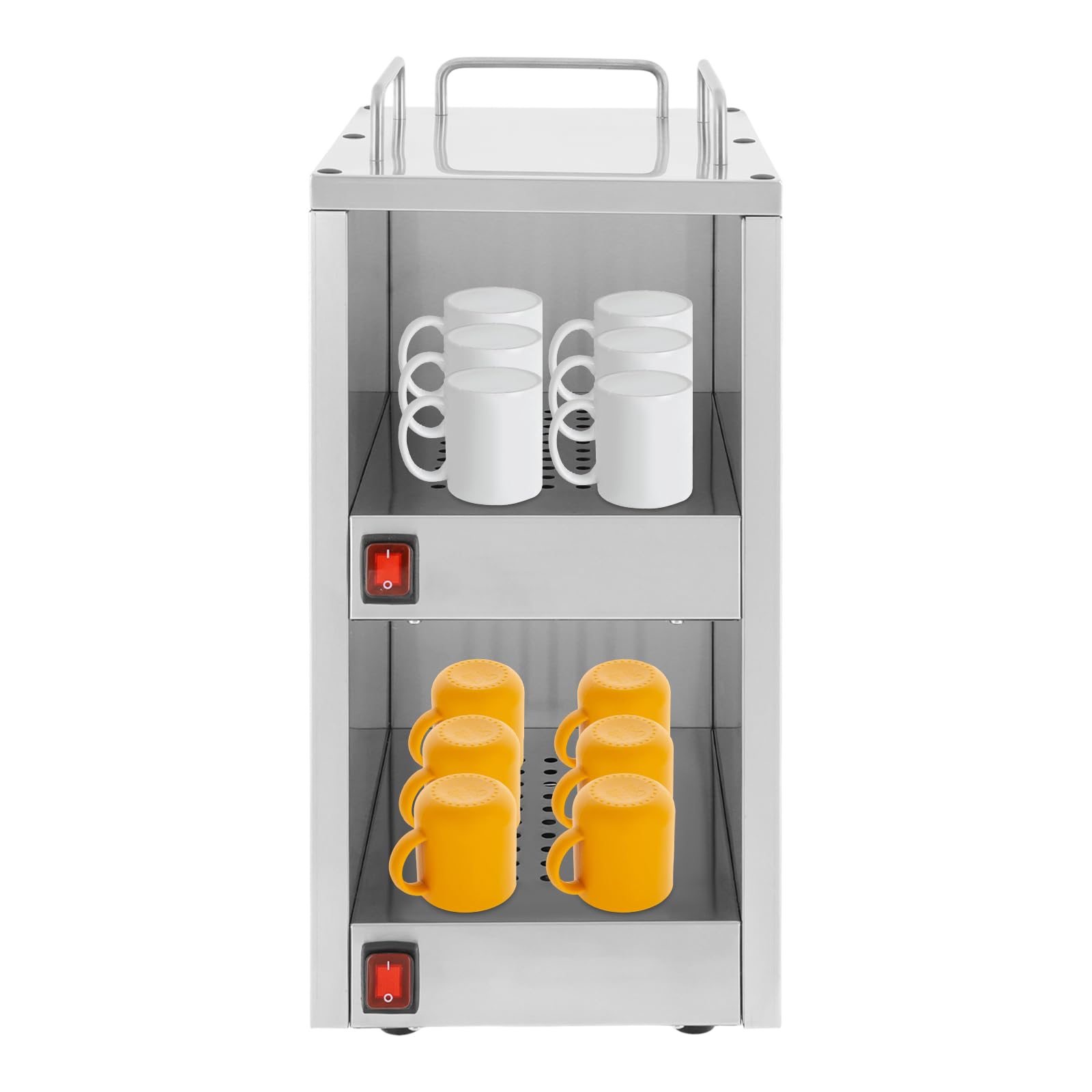 Armadietto riscaldante per tazze, in acciaio inox, 140 W, 220 V, per ristorante, hotel, caffetteria, scalda tazze, con 2 scomparti e isolamento a 75 °C, ideale per tazze e piatti