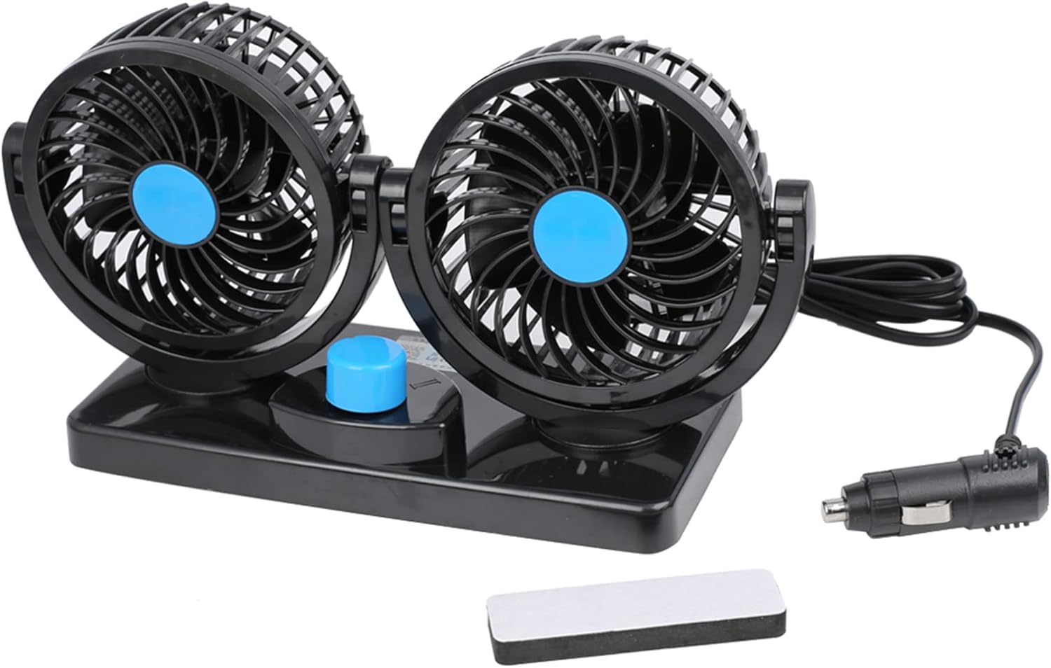 uxcell Black DC 12V 3W Double Headed Adjustable Angle Automobile Car Cooling Fan