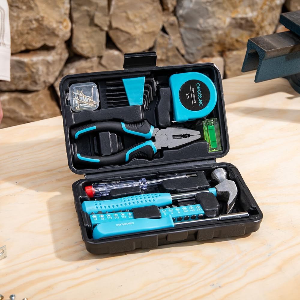 Cecotec ToolBox EasyGo 68 Piece ToolBox - Ultra-Compact and Portable Case, Includes Hammer, Meter, Screwdrivers and More, Optimized Internal Organization, Ideal for Home and Car