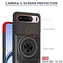 AELVOUX Realme 16 5G Back Cover | Armor Camera Slider 360 Degree Rotating Finger Ring Holder Case with Bracket Stand Back Case Cover (Compatible with MagSafe Accessories) (Black) gallery image