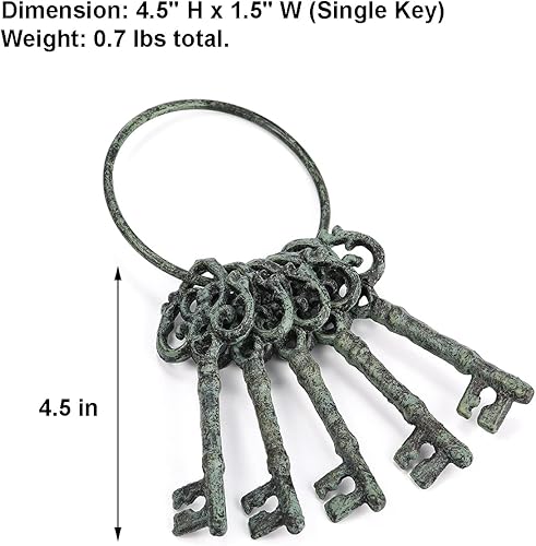 Miniatura 5 de WEMPOLU Llavero de hierro fundido de 8 pulgadas, llaves de esqueleto antiguas, llaves decorativas de hierro fundido para manualidades para