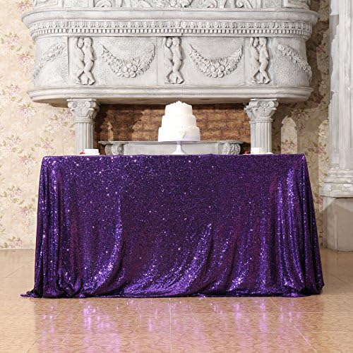 3E Home 125x125cm(50x50 inches) Rose Gold Sequin Tablecloth Square Table Overlay Wedding Party Banquet FX01