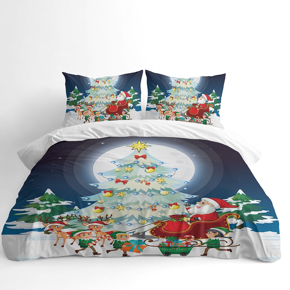 Adam Home Christmas Bedding Duvet Quilt Cover With Pillowcases Home Bedroom Decor Double Duvet Cover Set|Santa Claus with Children