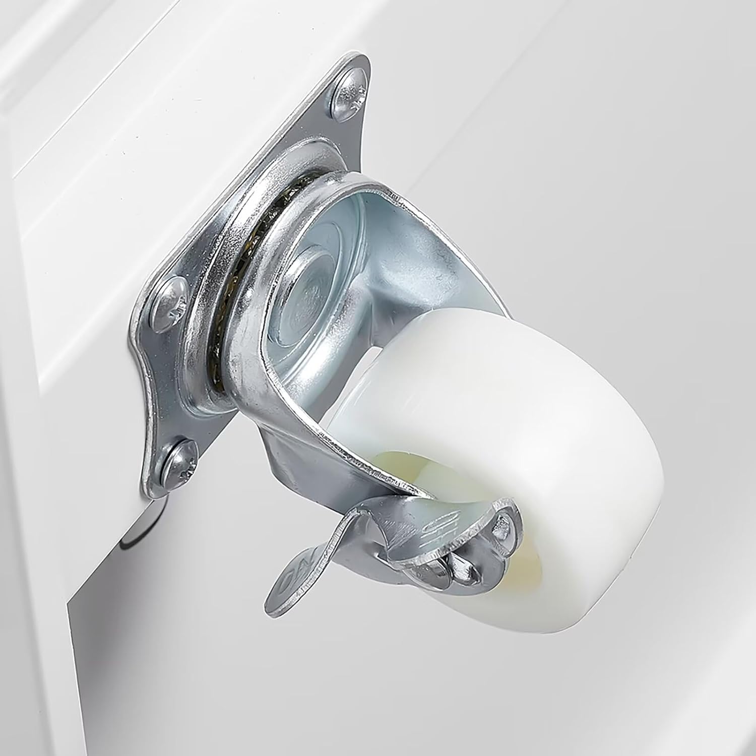 Mini Fridge and Microwave Stand for Small Space with Adjustable Shelf and Two Doors, White Printer Cart with Wheels File Cabinet for Home Office