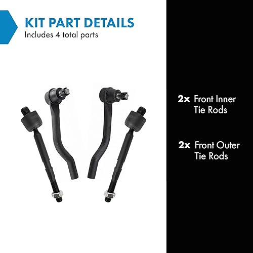 Miniatura 320 de TRQ Juego de varillas de acoplamiento delanteras interiores y exteriores, 4 piezas, compatibles con Chevrolet Cruze 2016-2019 de 16-19 voltios