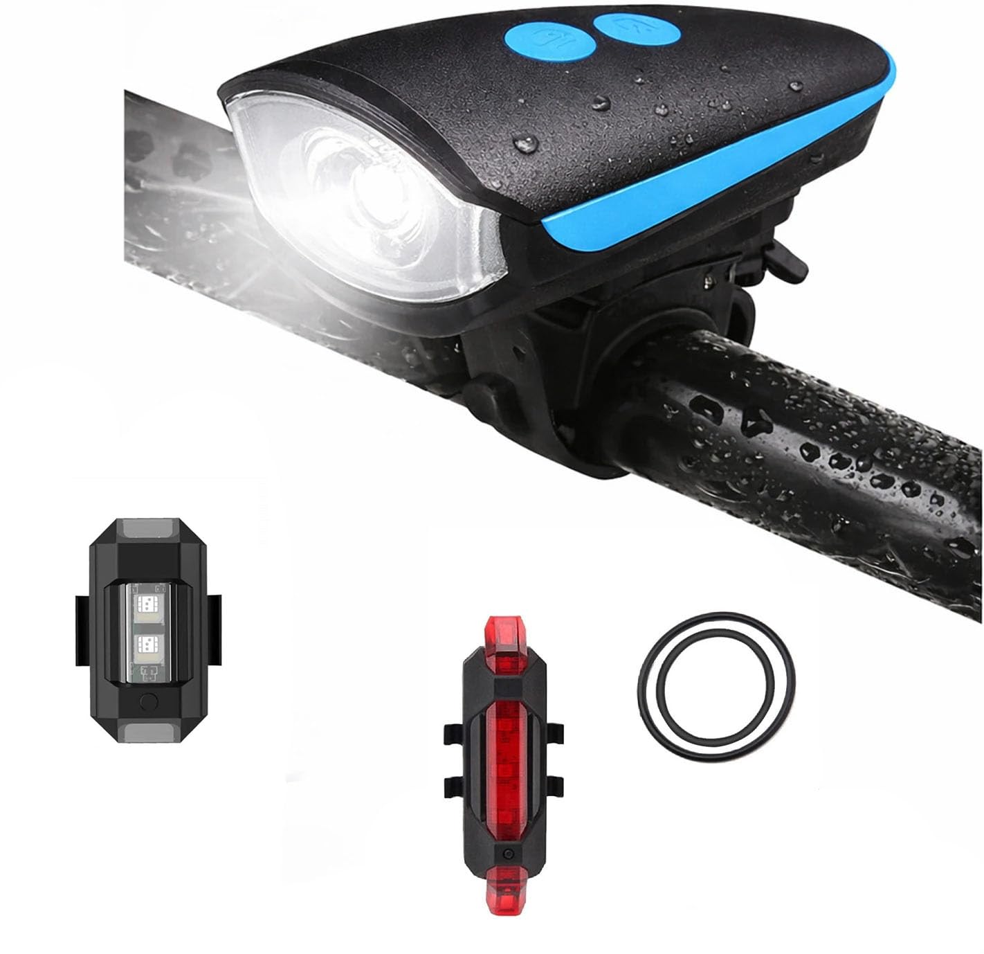 Kaashnic Rechargeable Premium Cycle Front, Rear & Helmet Light and with Horn Waterproof Cycle Light Multicolor-picture-31