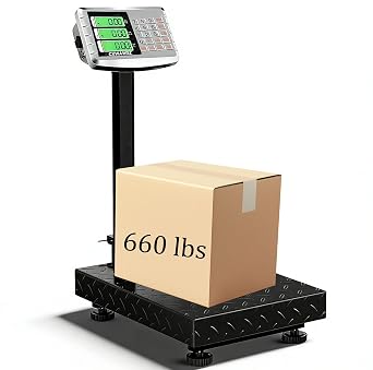 660lb Industrial Platform Scale Floor Weight Computing Postal Scale Digital Large Scale LB/KG Perfect Foldable for Postal Luggage Shipping Mailing Weighing Double-Sided Display