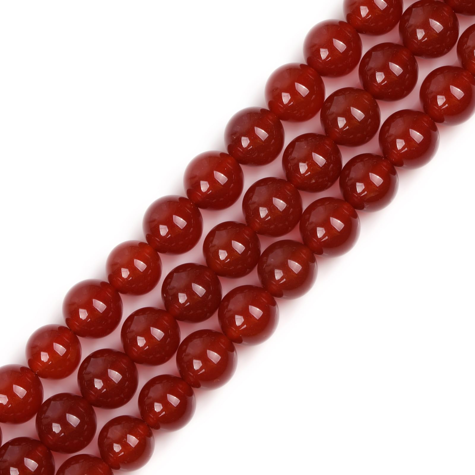 Gem-Inside Natural Red Agate Stone 12mm Round Beads for Jewellery Making Strand 15" 31 pcs Beaded Semi Precious Gemstone DIY Handmade Craft Supplies — image 1