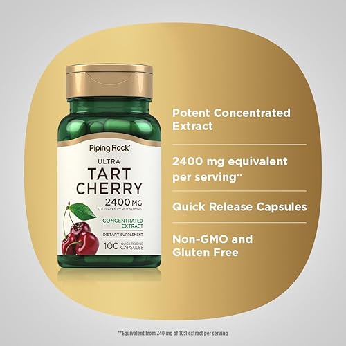 Miniatura 4 de Piping Rock Cápsulas de extracto de cereza ácida de 2400 mg | 100 píldoras | Extracto de jugo concentrado | Suplemento sin OMG, sin gluten