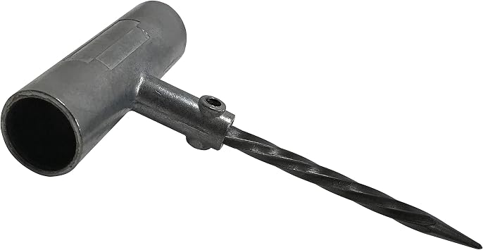 Aluminum T-Handle Tire Plug Repair Tool - Replaceable Steel Spiral Probe Needle
