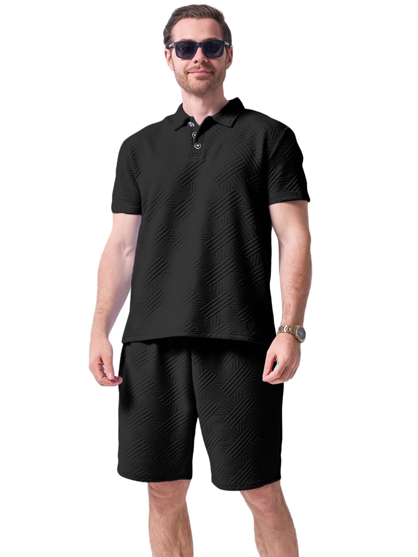 DONYKARRY 2-Teilige Herren Trainingsanzug Outfit Set Zweitei