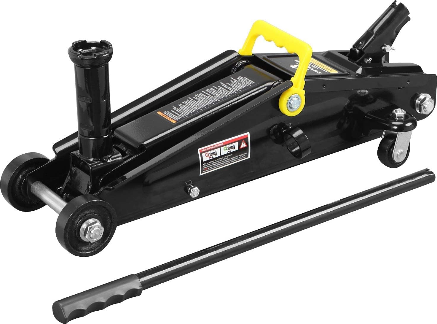 3 Ton (6,000 lb) Capacity Jack Hydraulic Trolley Service/Floor Jack with Extra Saddle (Fits: SUVs and Extended Height Trucks), Black