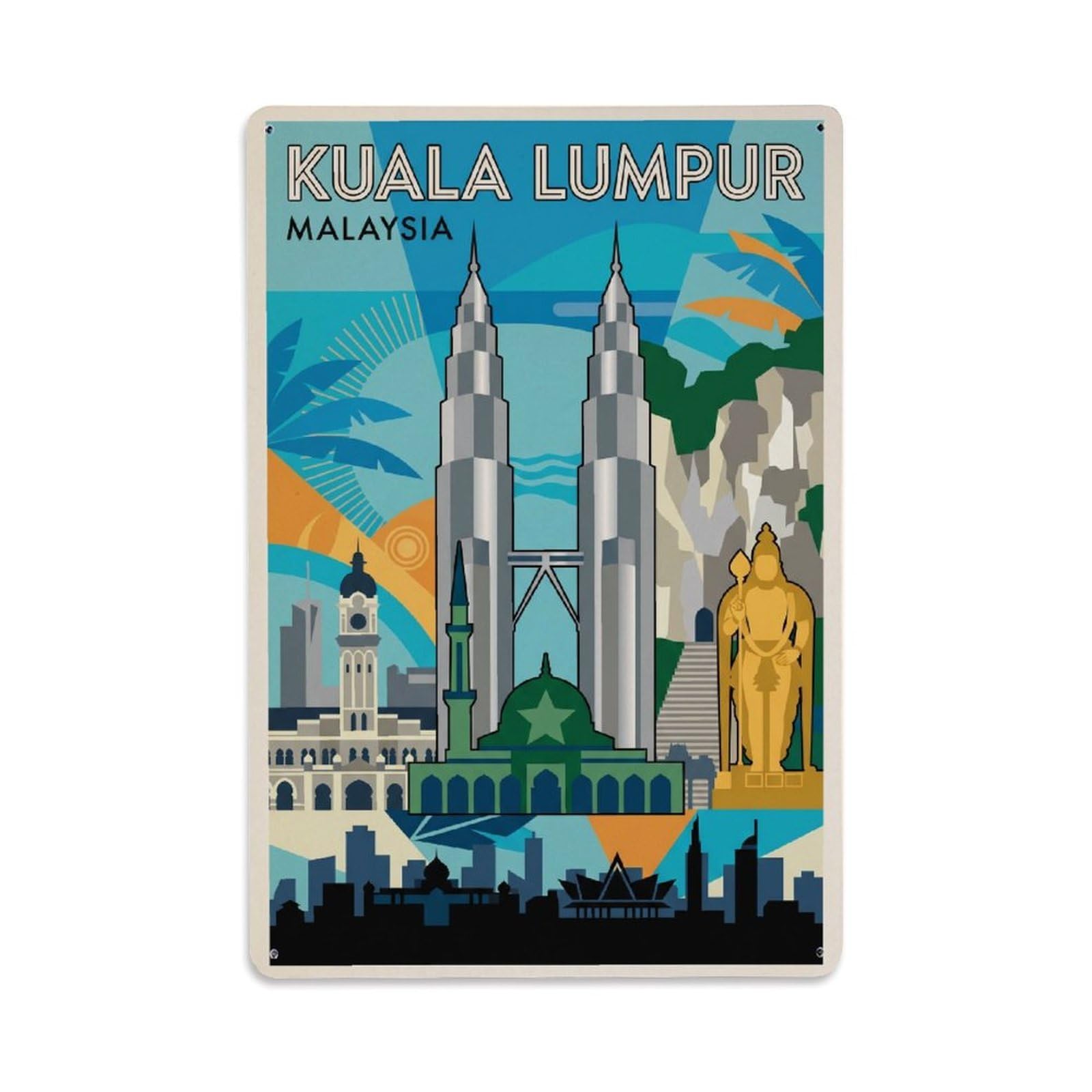 Metal Tin Sign Vintage Travel Malaysia Kuala Lumpur