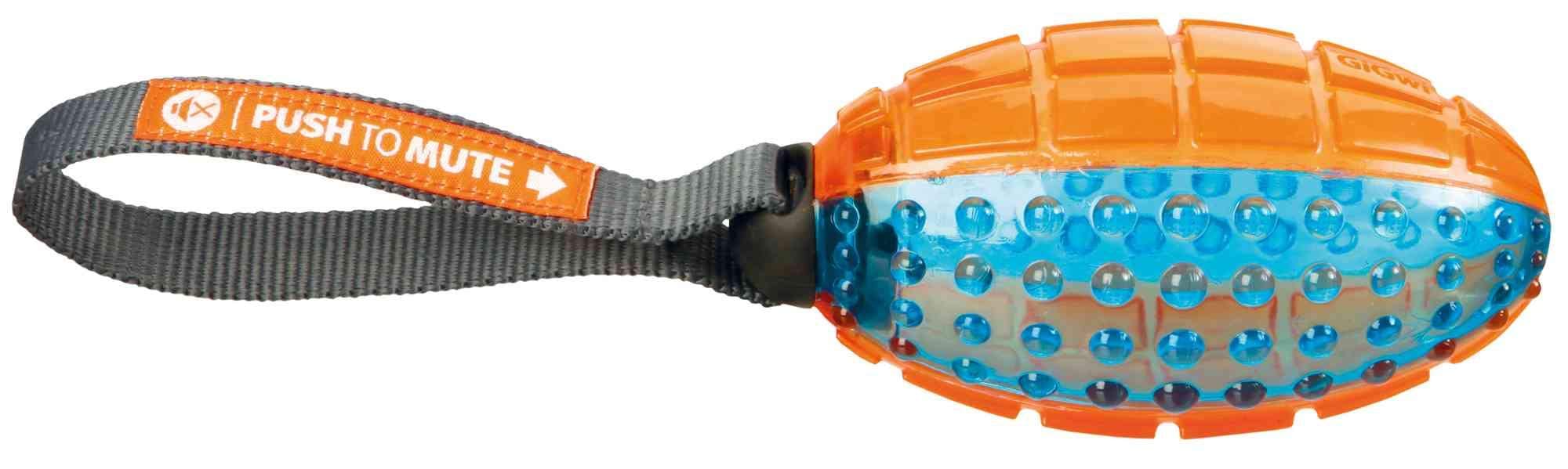 Trixie Push to Mute Rugby Ball Toy with Hand Loop for Dogs, Rubber Material, Noise can be Muted When Necessary, Great for Playing Outdoor – 12 cm/27 cm (B09NMK6DM5) Amazon Price History, Amazon Price Tracker