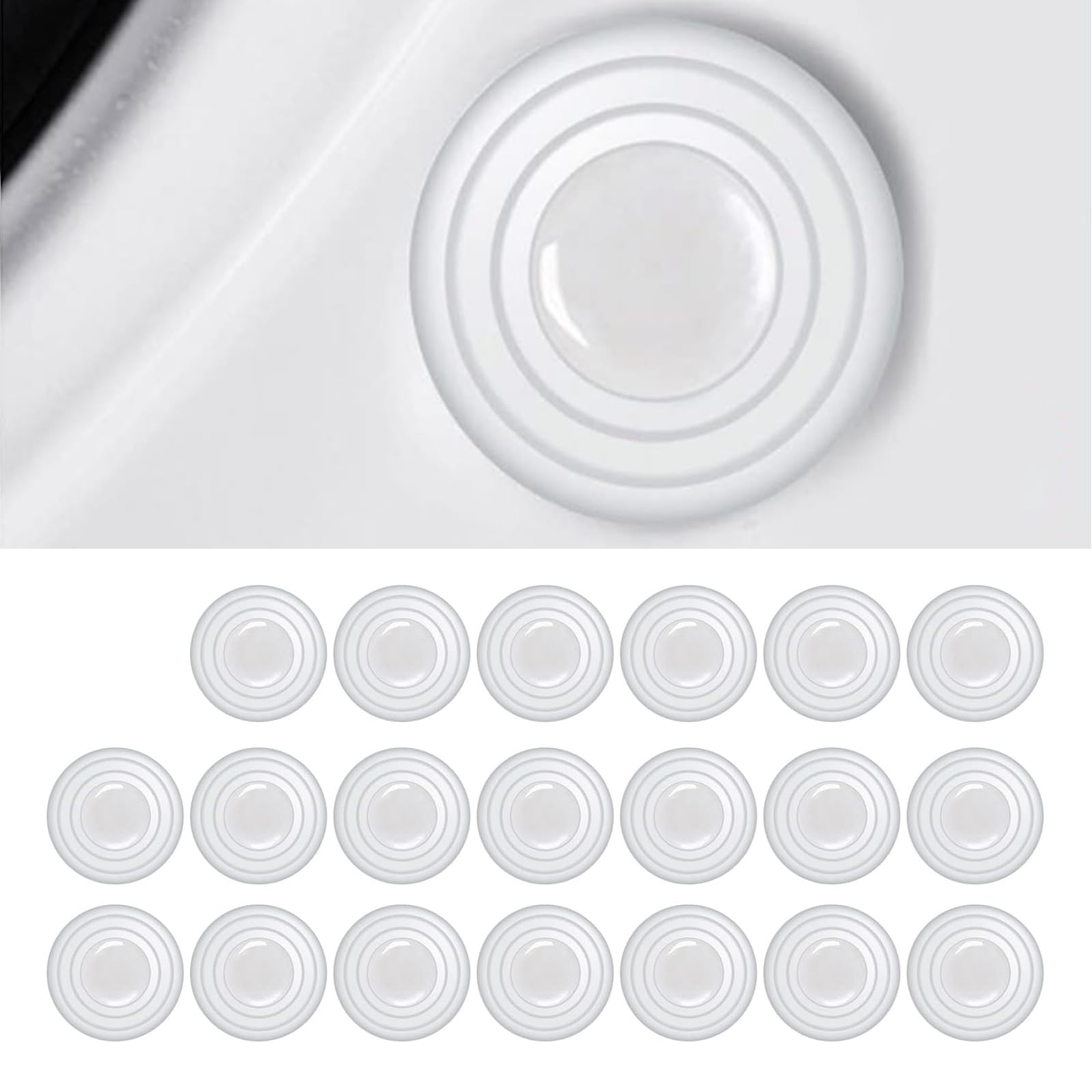 Pack-20 Car Door Anti-Shock Gasket, PVC Acoustic Cushioning Muffler Mat, Universal Door Side Anti-Collision Protection Shock Absorbing Sticker (Fluorescence White)