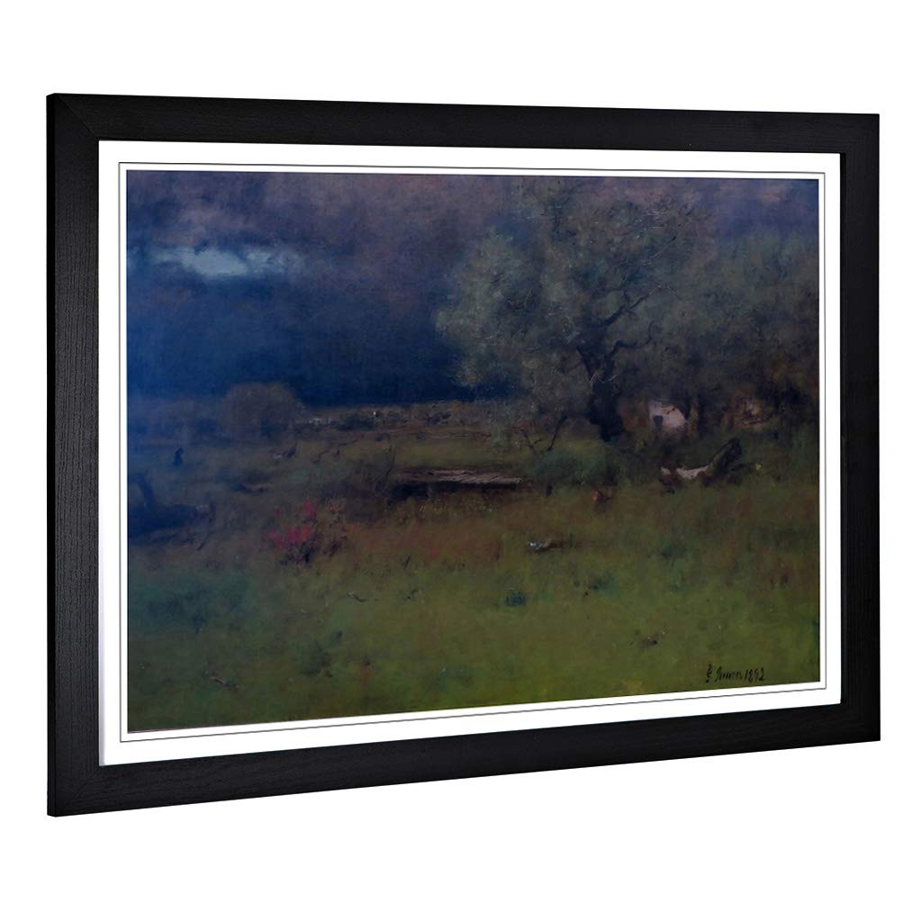 Big Box Art Framed Print of George Innes The Passing Storm Design | Wall Art Picture | Home Decor for Kitchen, Living, Dining Room, Bedroom, Hallway, Office, Black, A2 / 24.5x18 Inch / 62x45cm