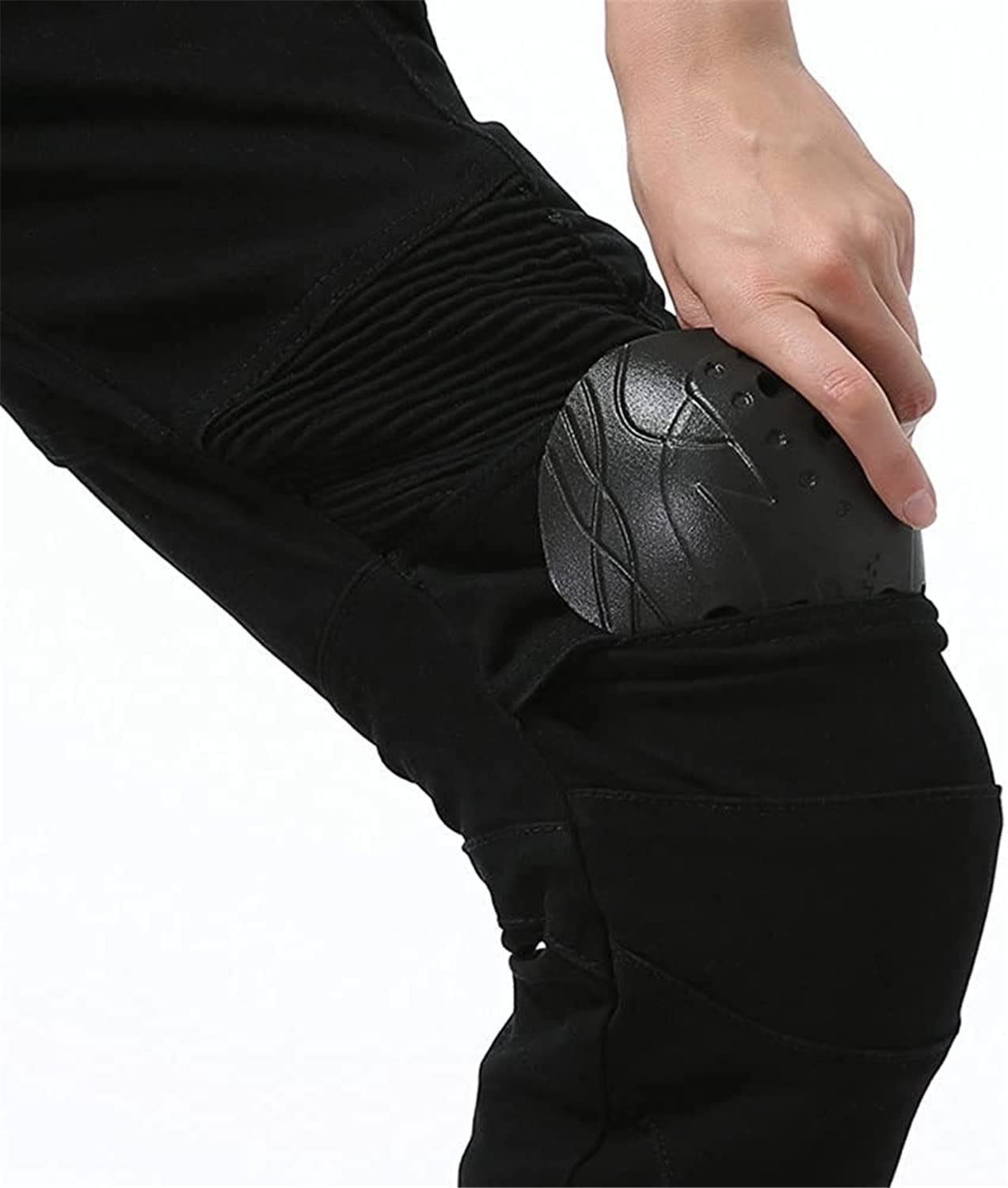 LINGKY Pantaloni da Moto da Donna Equitazione Pantaloni Motorcycle Biker Jeans Protezione Rinforzato Ginocchio Anca Pads