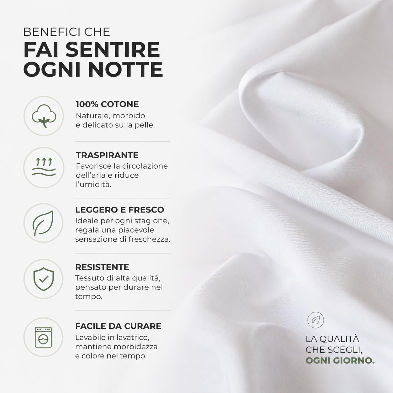 Set Lenzuola in 100% Puro Cotone, Completo letto, Lenzuola sotto con angoli, Sopra e Federa cuscino, Morbidezza e Comfort Naturale (M158 - Verde, Singolo)