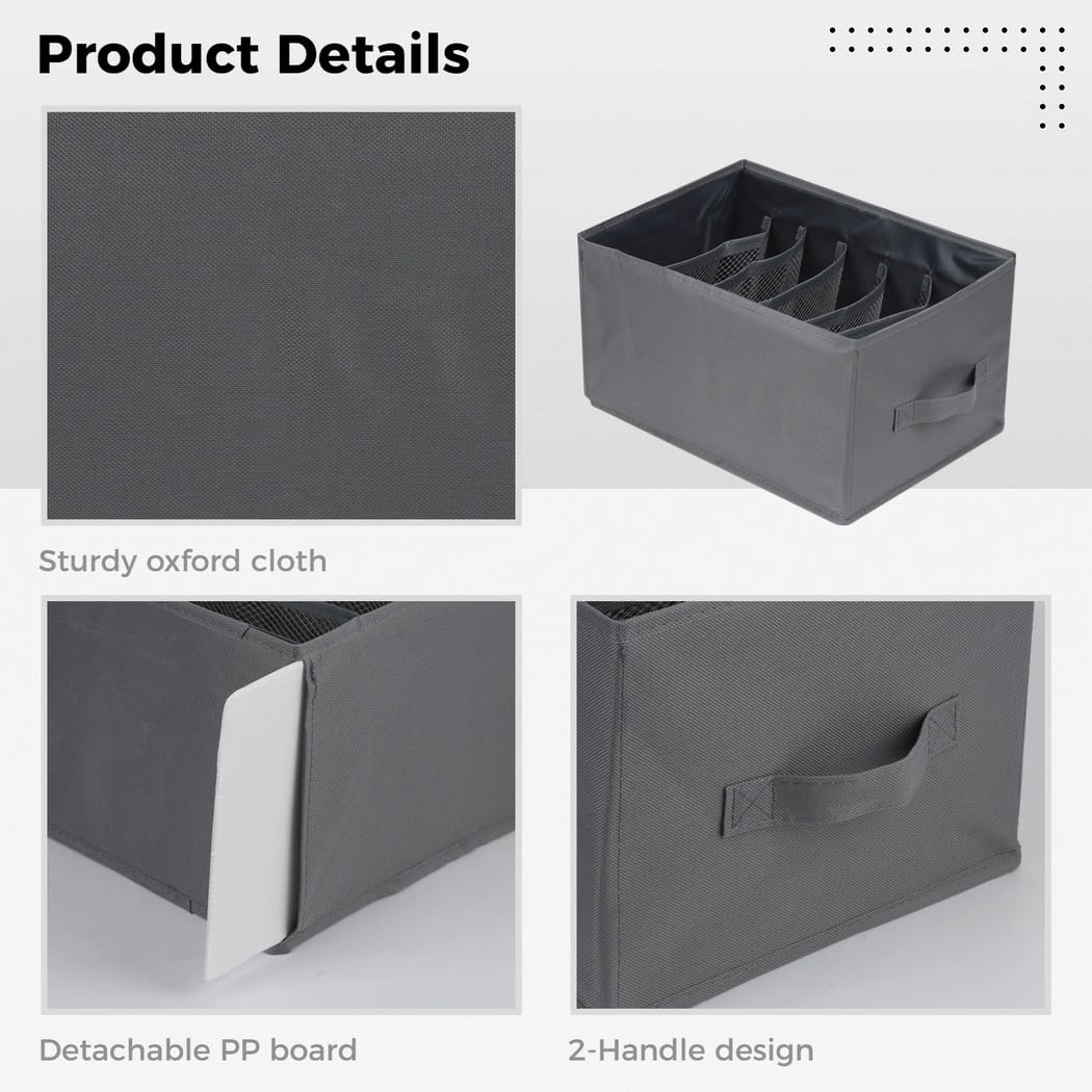 4 organizer per guardaroba a 7 scomparti, in tessuto Oxford, per magliette, gonne, calze e jeans, capacità 18 l