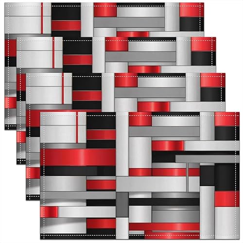 jejeloiu Juego de 4 manteles individuales geométricos, manteles individuales modernos de arte abstracto de 12 x 18 pulgadas para decoración de mesa