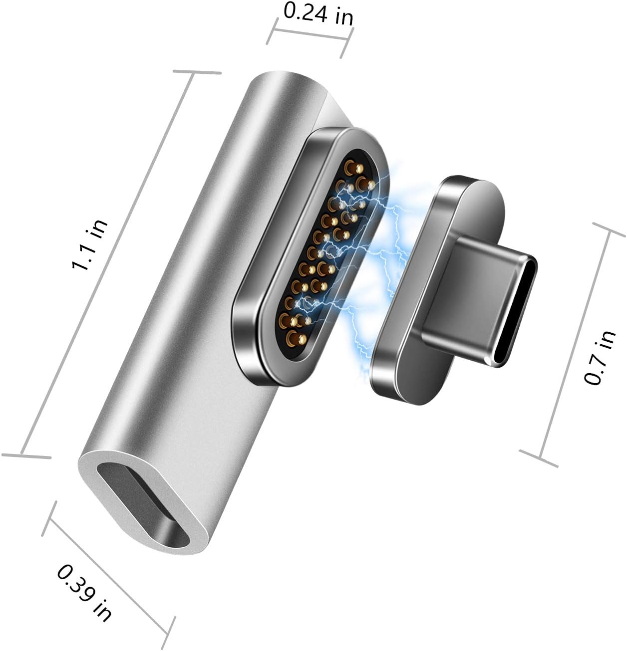 Wееklу Tор Sаlе LAOSIJI Magnetic USB C Cable Adapter,100W(20V/5A) Fast Charging,4K/60Hz,10Gbps Data,Type C Converter for MacBook Pro 2020,iPad Pro 2020, iPad Air 4, Galaxy S20 Plus S9, Pixel, Switch, LG V20 (Silver)