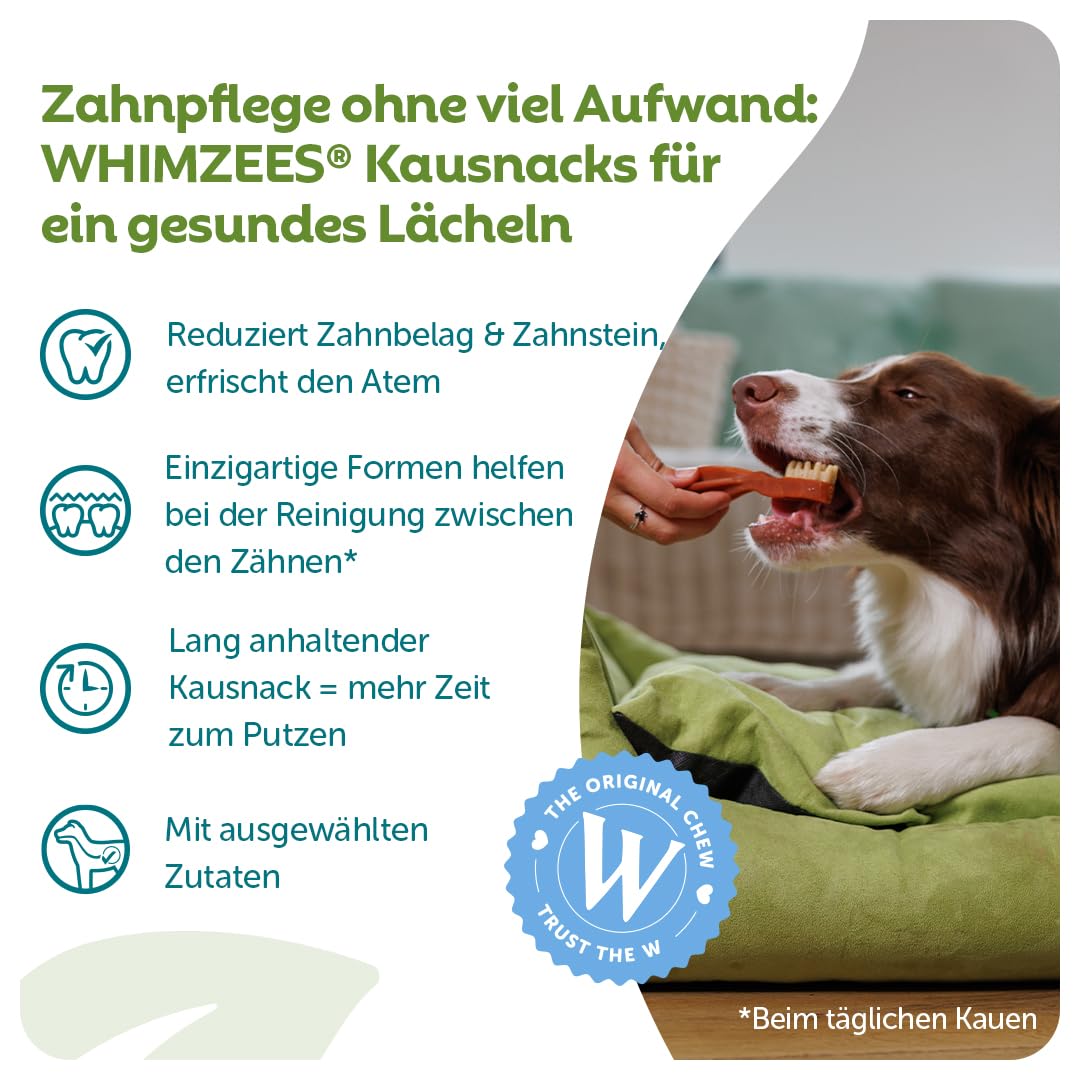 WHIMZEES Zahnbürste L, Monatspackung, 30 Stück – Größe L, Kaustangen für große Hunde zur Zahnpflege, Getreidefrei, Natürlich, ohne Zuckerzusatz