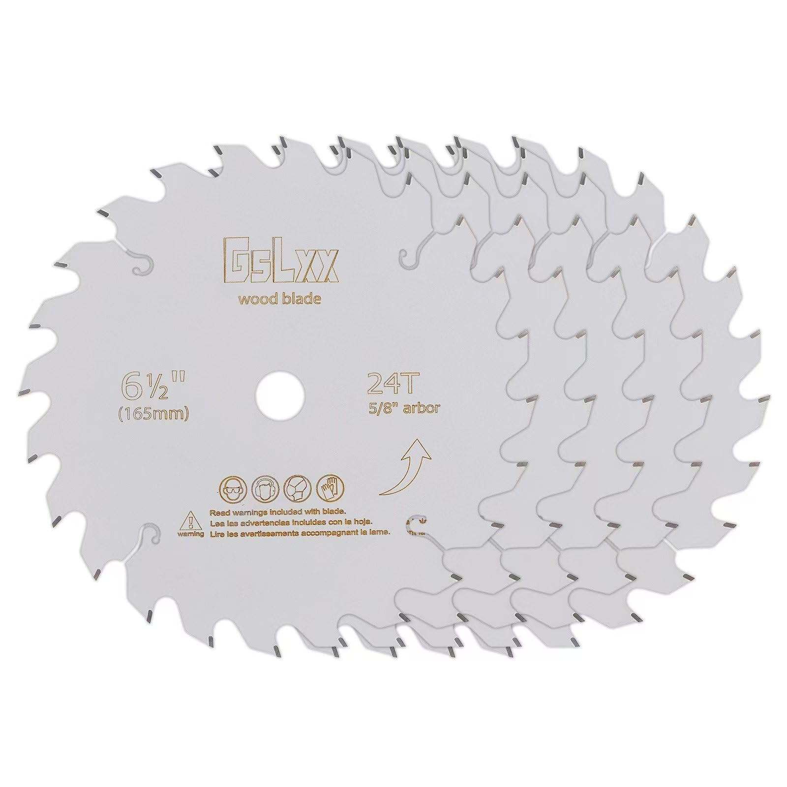 6 1/2 circular saw blade, 24 atb teeth with 5/8" arbor wood cutting framing saw blade for plywood, mdf, osb, laminated, 5pack