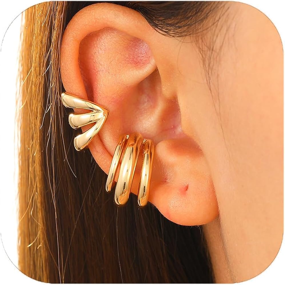 Earring Set Target Ear Cuffs Gem And Ridged Hoop Earring Set 3pc A New Day™  Gold: Nickel-Free