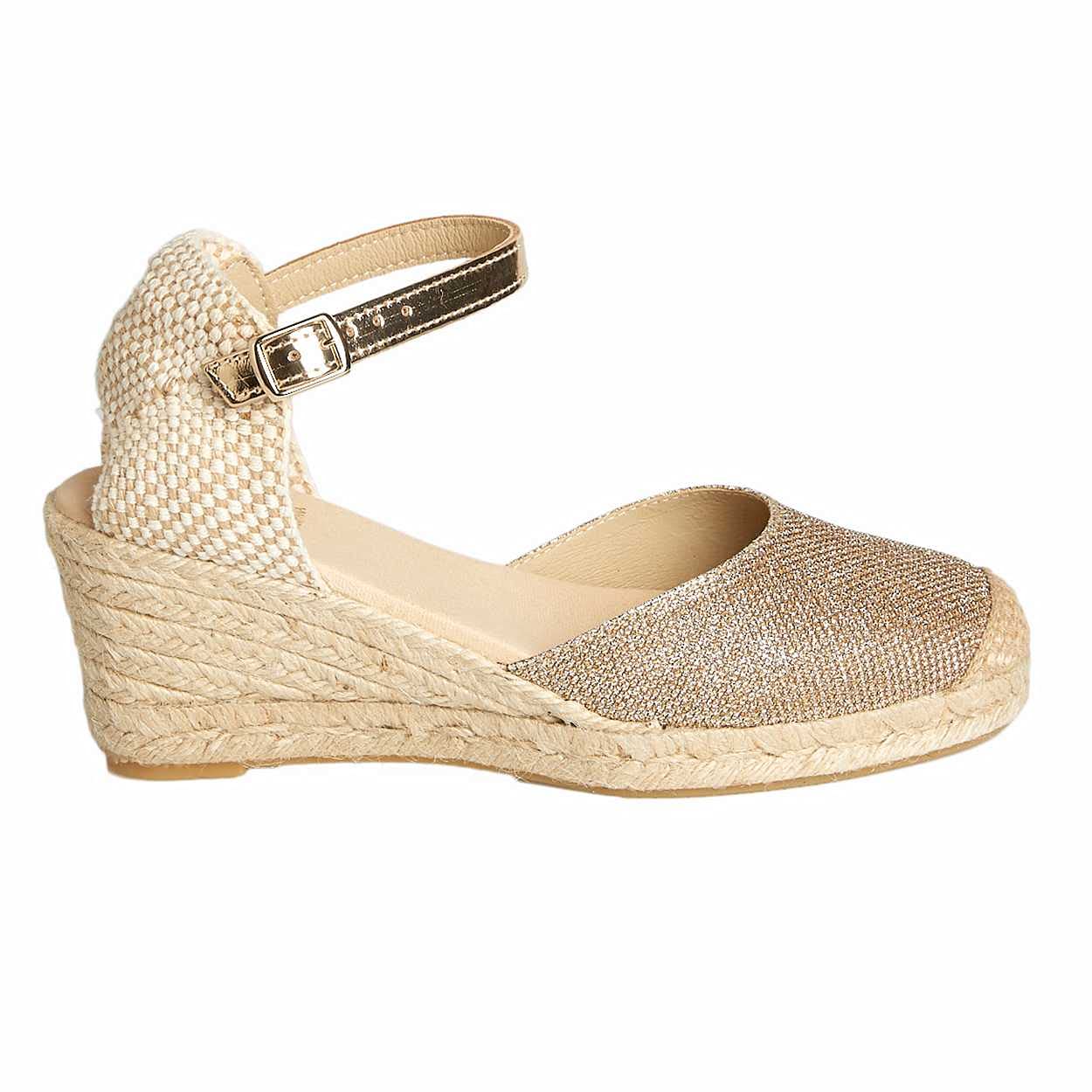 Alpargatas Cuña Cómoda Mujer Hechas en España - Sandalias Yute Natural | Plantilla Foam Acolchada, Cierre Hebilla y Tejido Técnico Transpirable - Zapatos Artesanales Cómodos para Verano y Caminar