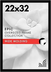 Americanflat 22x32 Poster Frame with Polished Plexiglass - Black Picture Frame - Wide Photo Frames Made of Engineered Wood for Vertical or Horizontal Wall Display - Epic Collection - Black
