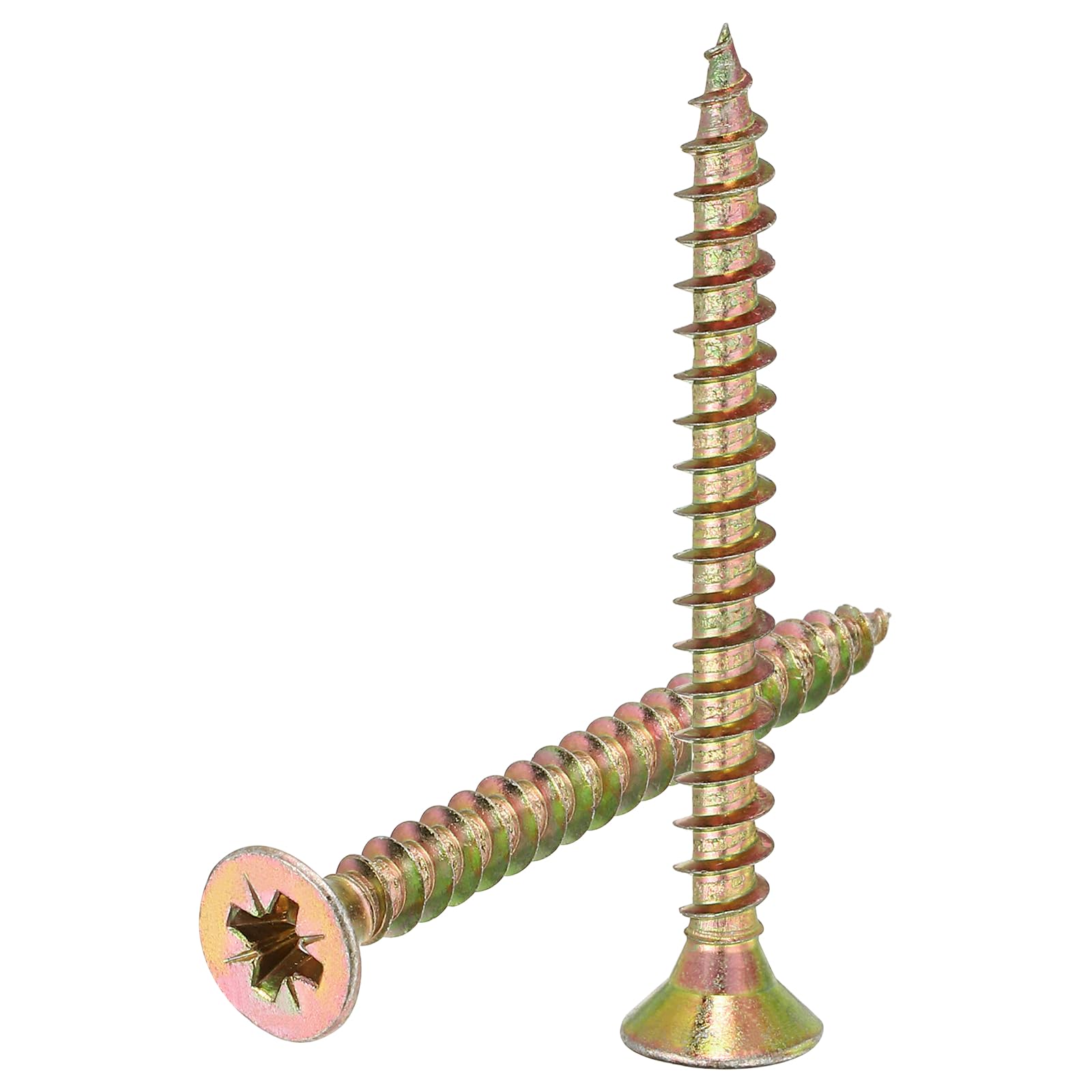 sourcing map 100pcs M6x60mm Phillips Flat Head Sheet Metal Screws, Carbon Steel Cross Drive Self Tapping Wood Screws Chipboard Screw for Sheet Metal, Wood, Color
