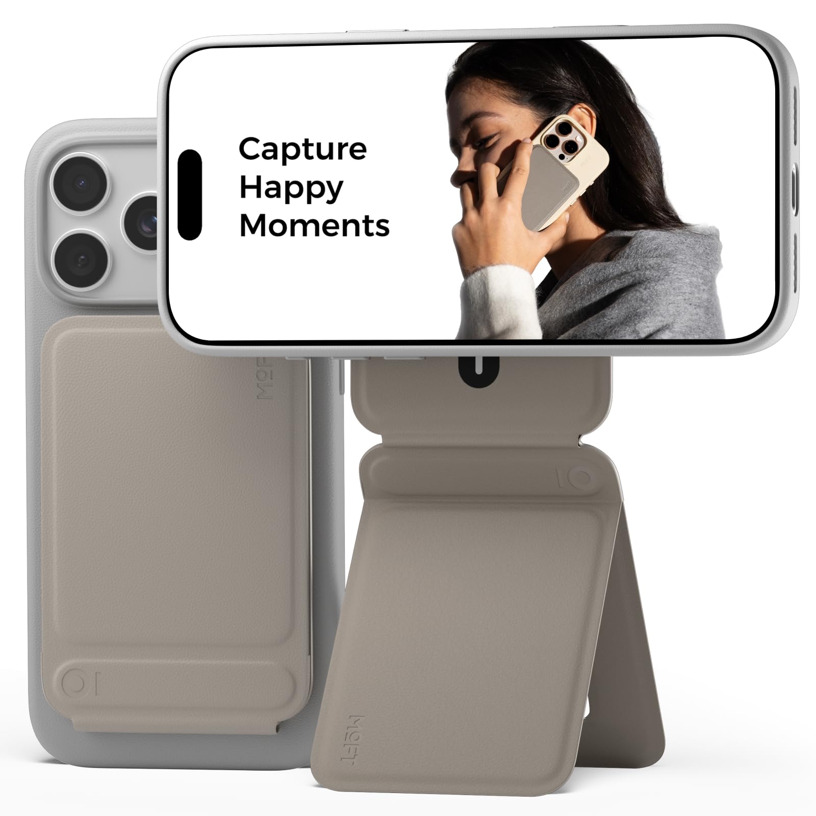 MOFT Phone Tripod Stand Selfie Stick for iPhone, Multi-Angles iPhone Stand, Lightweight & Portable Phone Holder, Strong Magnets, MOVAS Vegan Leather,