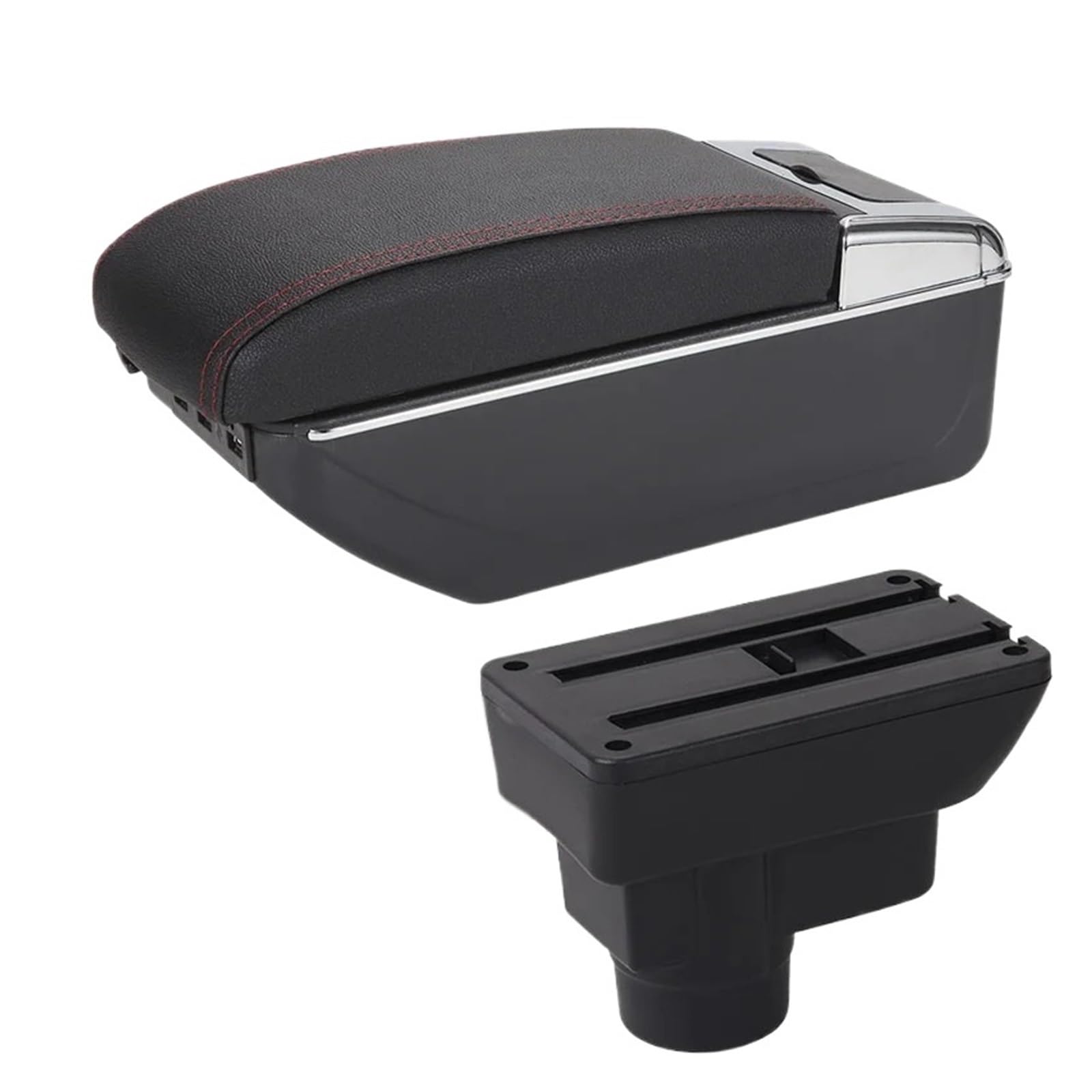 UMDJJU For Opel For Corsa D Car Armrest Backrest Interior Retrofit Part Storage Box Accessorie Car Centre Console Armrest Box(A1 Black red 7USB)