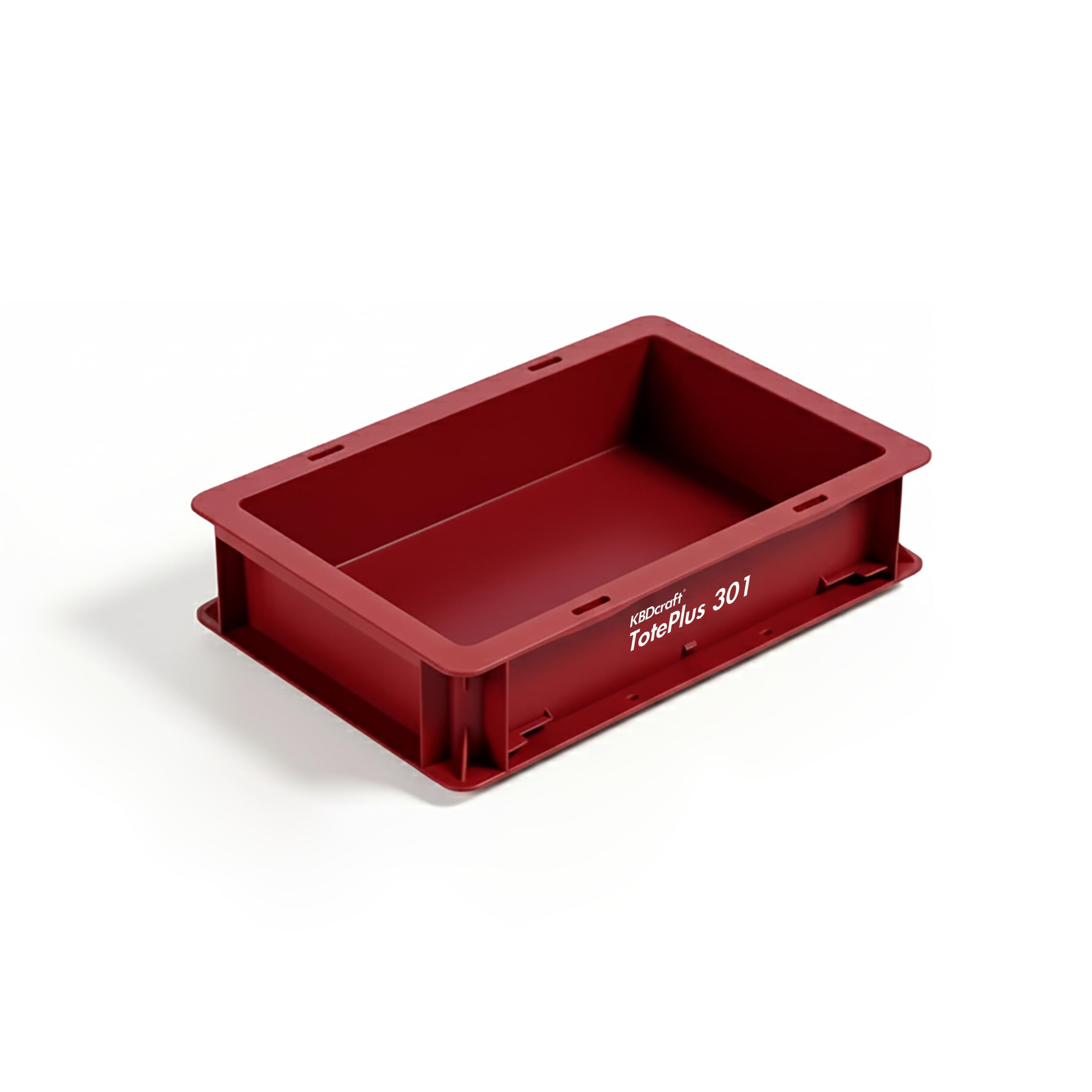 KBDcraft Stackable Storage Bin - Heavy-Duty Plastic Organizer Box and Tray with Straight Walls, small plastic bin totes for storage, 12"x8"x3", 0.5Gal (Red, 1 Pack)