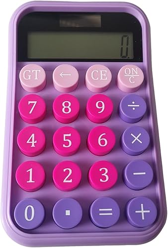 Calculadora de escritorio Calculadora estándar, calculadora portátil, funciona con energía solar, funciona con pilas, botones redondos de 10