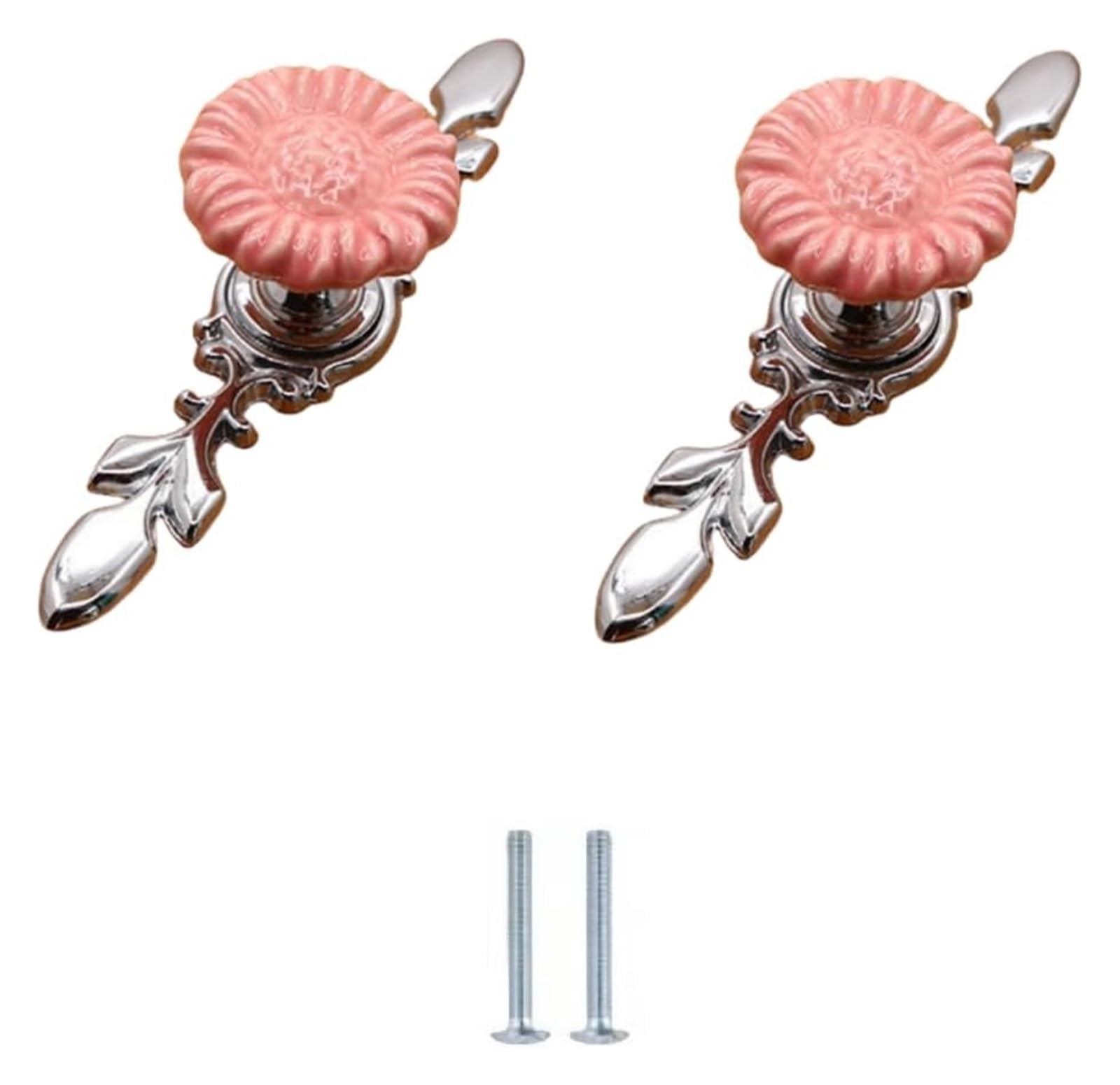 ENmrfvkz Ceramic Cupboard Drawer Handle Knobs, Ceramic Zinc Alloy Cabinet Drawer Knobs Single Hole Pink 2 Pack(Sunflower-Small)