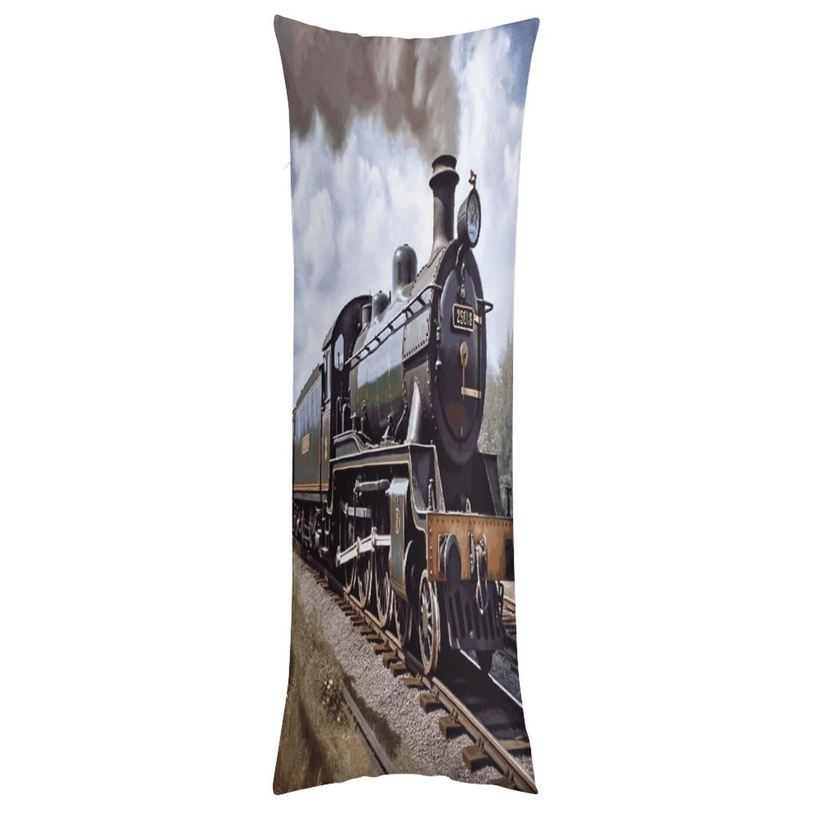 LDGSUPH Steam Locomotive Train Pillow Cases Soft Pillowcase with Invisible Zipper Wrinkle Resistant Pillow Covers Breathable Removable Pillow Protector for Bed Sofa Car 20"x54"