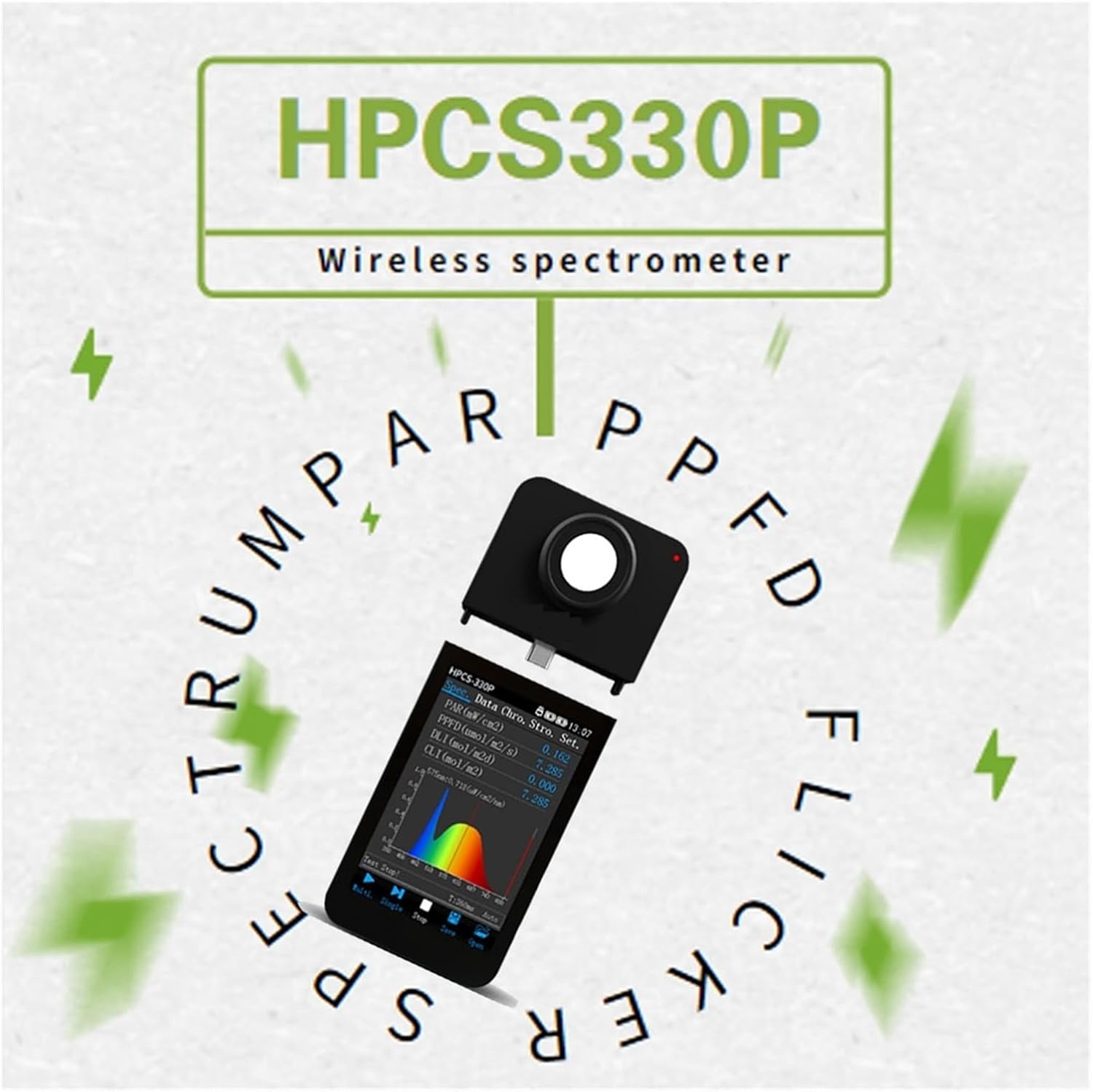 HPCS330P ハンドヘルド分光計 ラボ PAR ライトメーター フリッカー測定