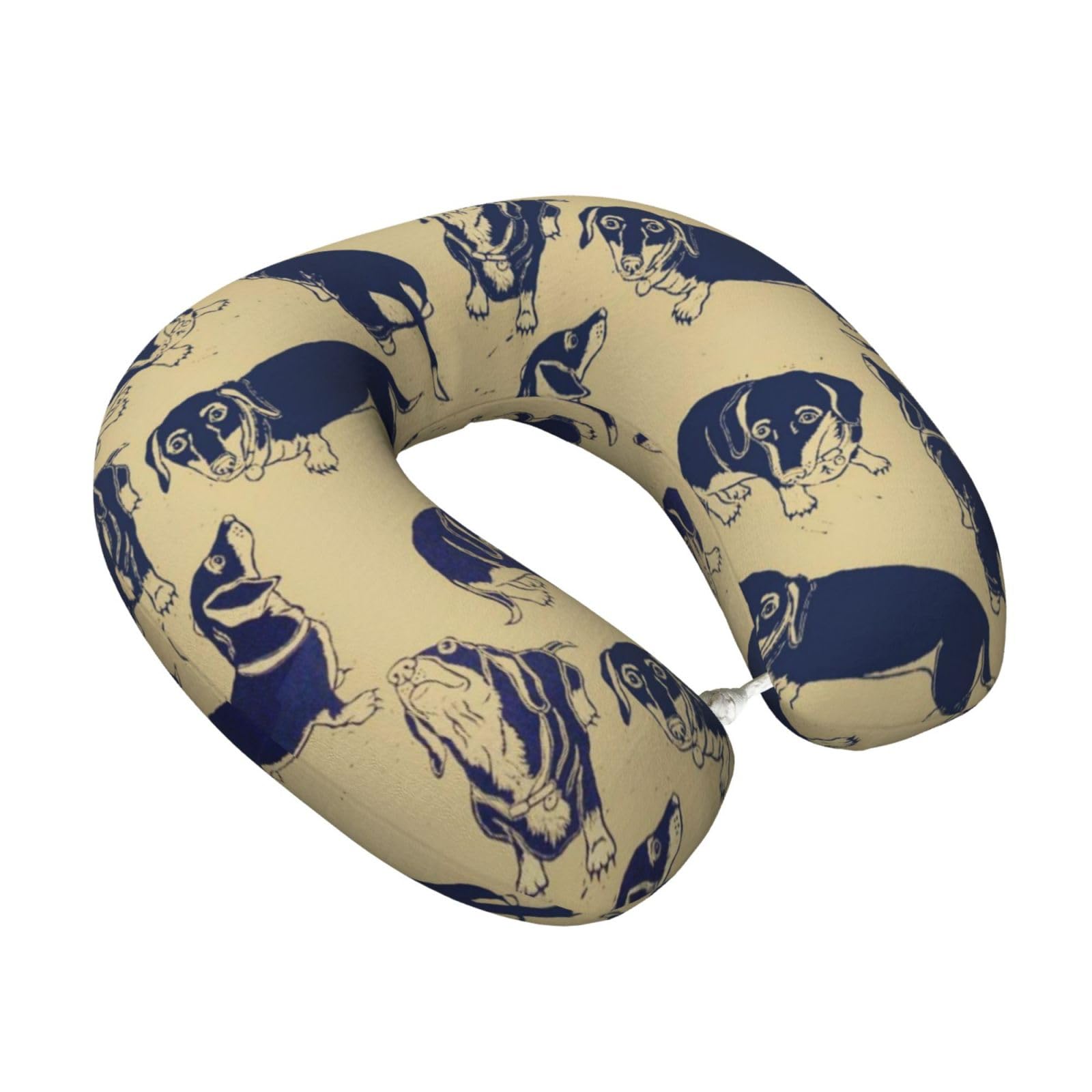 LKYMOH Funny Dachshund, Travel Neck Pillow U-Shaped Memory Neck Support Soft Comfortable With Washable Cover For Airplane Car Traveling and Office
