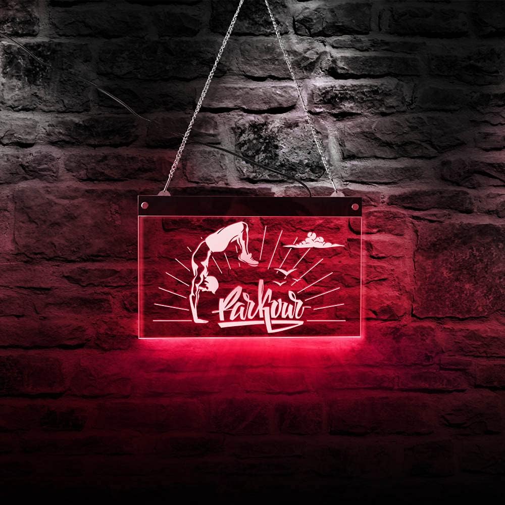 The Geeky Days Hand Stand Parkour LED Acrylic Multi Color Light Display Sign Freerunning Jumping for Teen Boy Room Home D¨¦cor Spots Lighting Art Neon Light Board(15.74 x12inches)