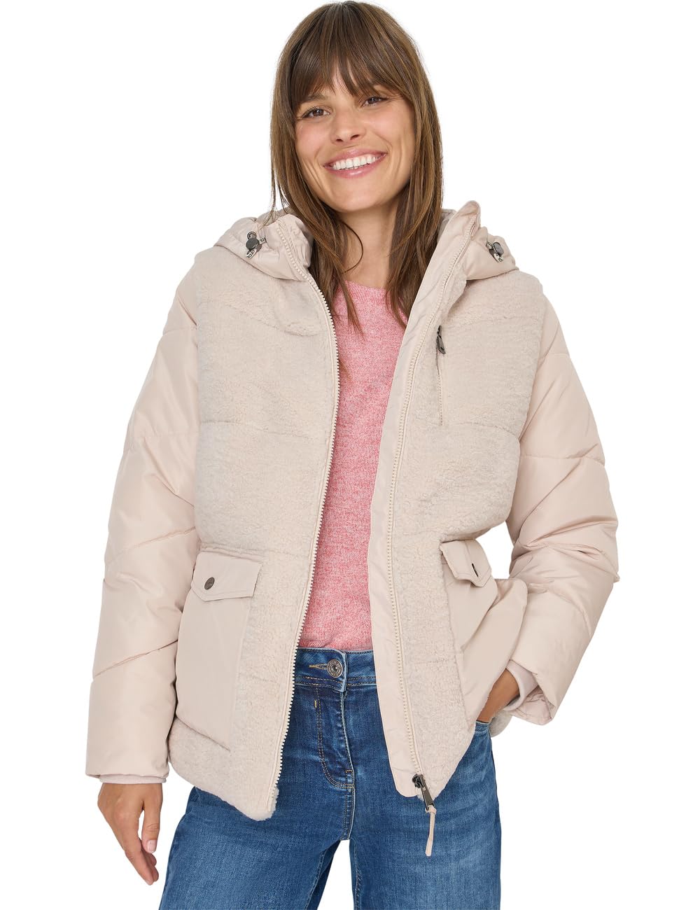 Cecil Damen Teddy Jacke mit Strukturmix