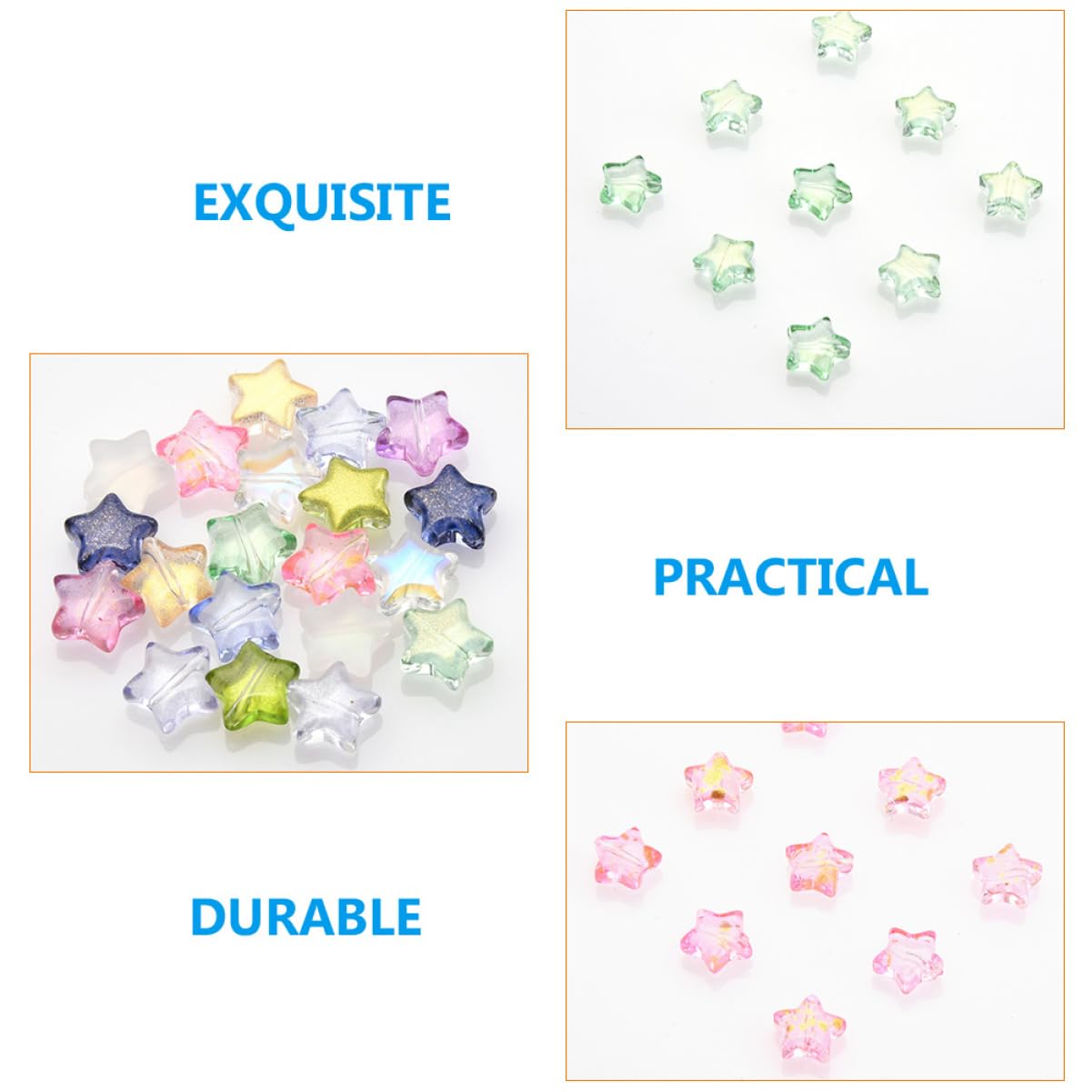 HOMSFOU 5 Set Perline Stella Vetro Per Diy Gioielli Accessori Per Decorativo Perline Per Collane E Braccialetti Materiale Per Bigiotteria 100 Pezzi*5