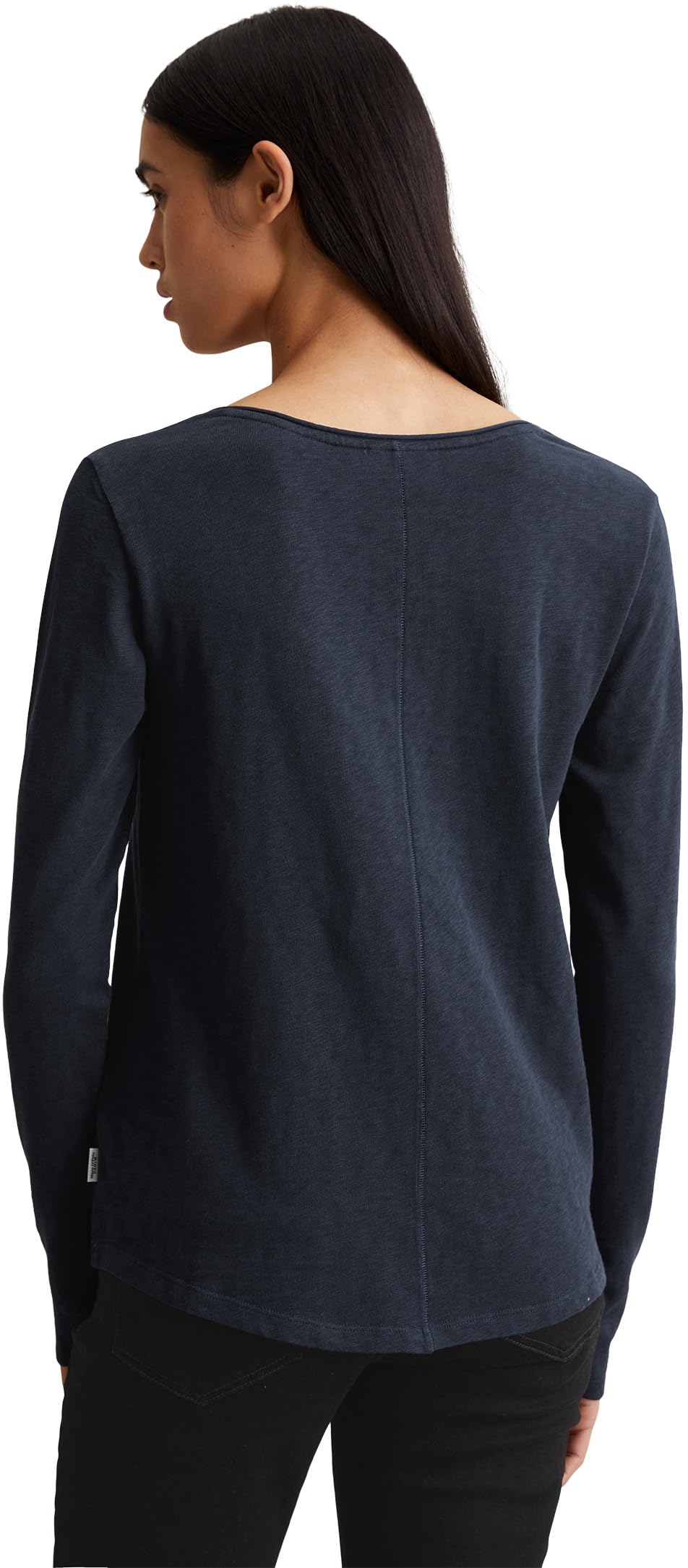 Marc O'Polo Denim Damen Langarmshirt aus Bio-Baumwolle mit V-Ausschnitt