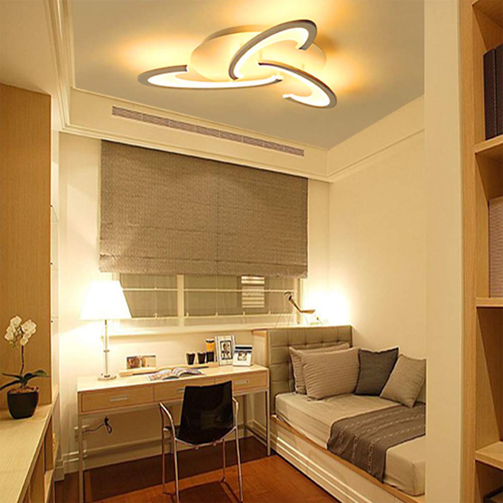 TCHAUSGZZDWindmill Design Ceiling Light Modern Semi Flush LED Ceiling Lamp Romantic Acrylic Shade Ceiling Lighting for Bedroom Living Room Office,Black+Neutral Light-12 Heads+120W (Color : White+war