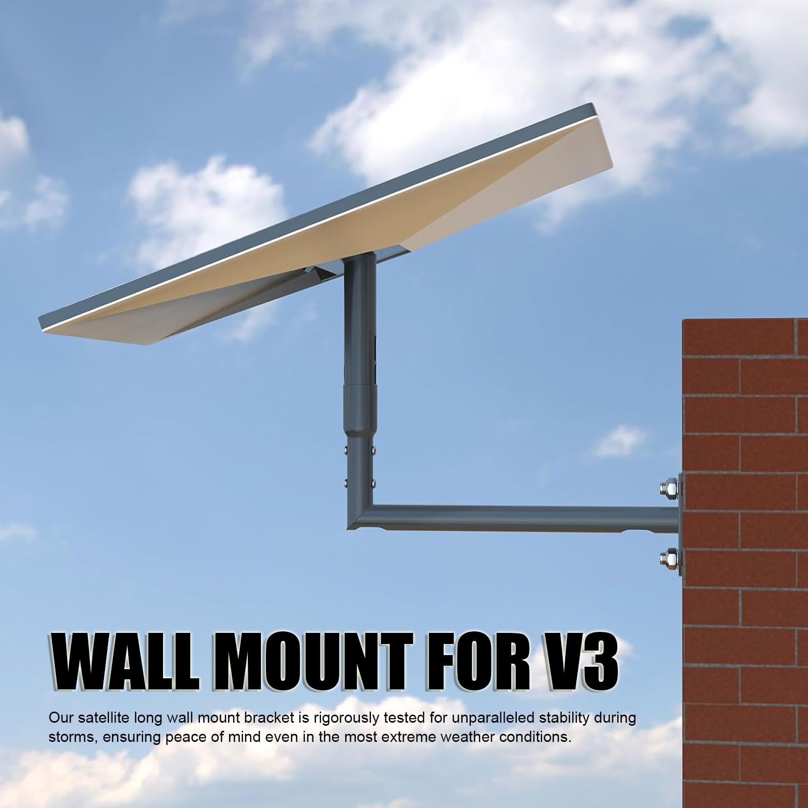 Support Gen 3, Antenne Parabolique Standard V3, Support Mural Long sur Toit avec Adaptateur Tuyau, Kit Montage Pivotant sur Poteau Internet Gen 3 Toits