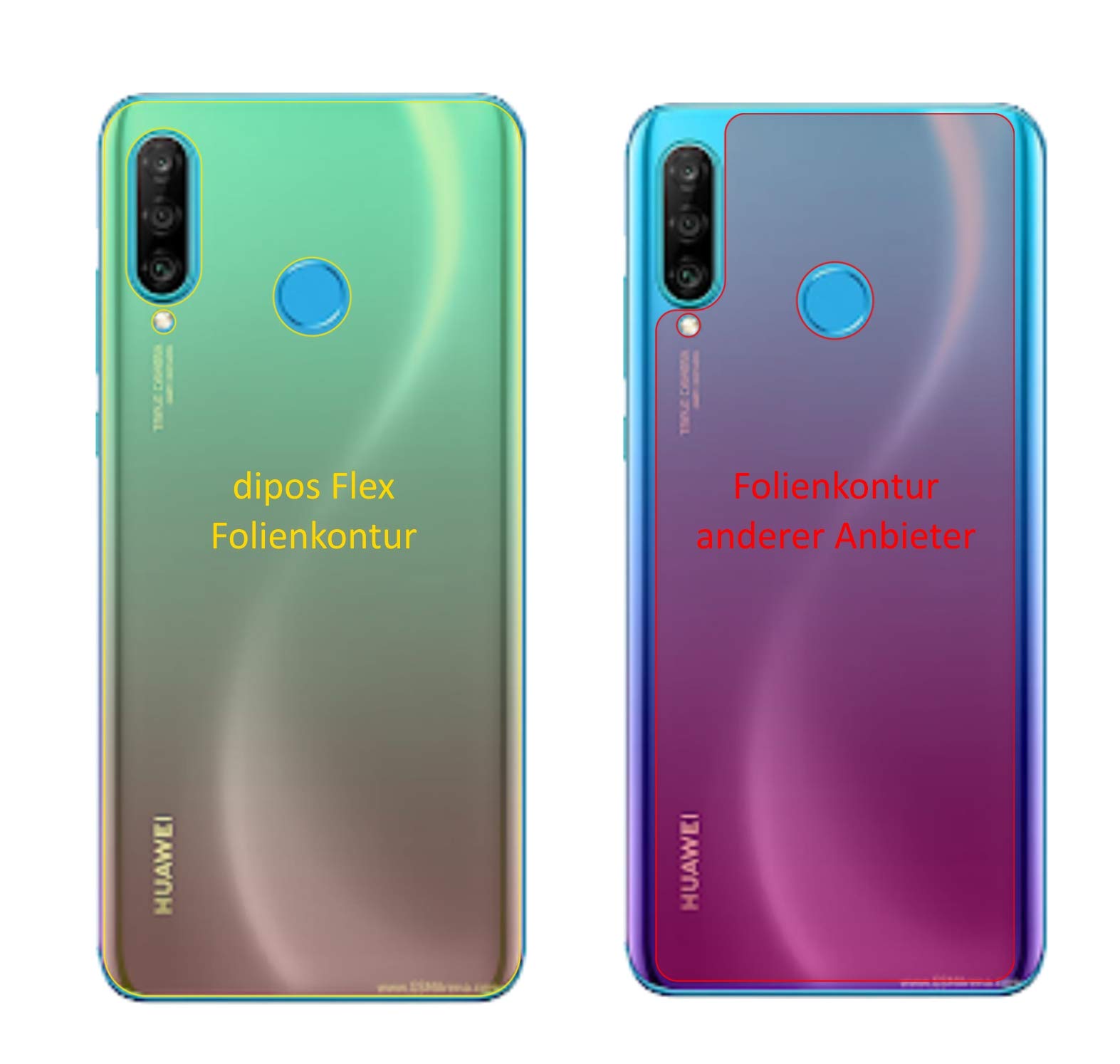 Dipos 3 Pellicole Protettive FLEX Per Huawei P30 Posteriore - Copertura Totale Bordo Curvo, Antiurto, Made In Germany, 10 Anni Di Garanzia