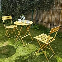 5-delig Outsunny Tuinmeubelset, Weerbestendige Outdoor Eetset, 1 Tafel 4 Stoelen Donkergrijs~1sh3iukuhv000