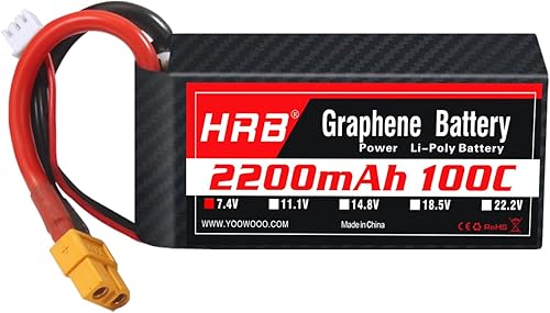 HRB 2S 2200mAh Lipo Batería XT60 100C 7.4V Graphene RC Lipo Batería Compatible con RC Car RC Truck RC Boat RC Avión RC Helicóptero